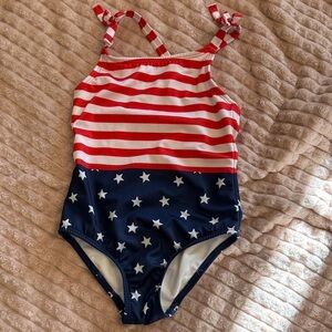 Kids Red and Blue Striped and Star Swimsuit screams forth of July!